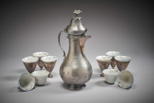 İstanbul gümüş alanlar - antika Osmanlı gümüş kahve takımı - Ertaş Antik